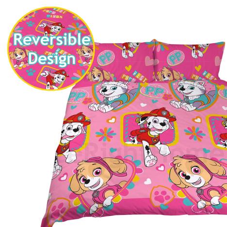 Paw Patrol Forever Pink Reversible Double Duvet Cover Bedding Set £12.99